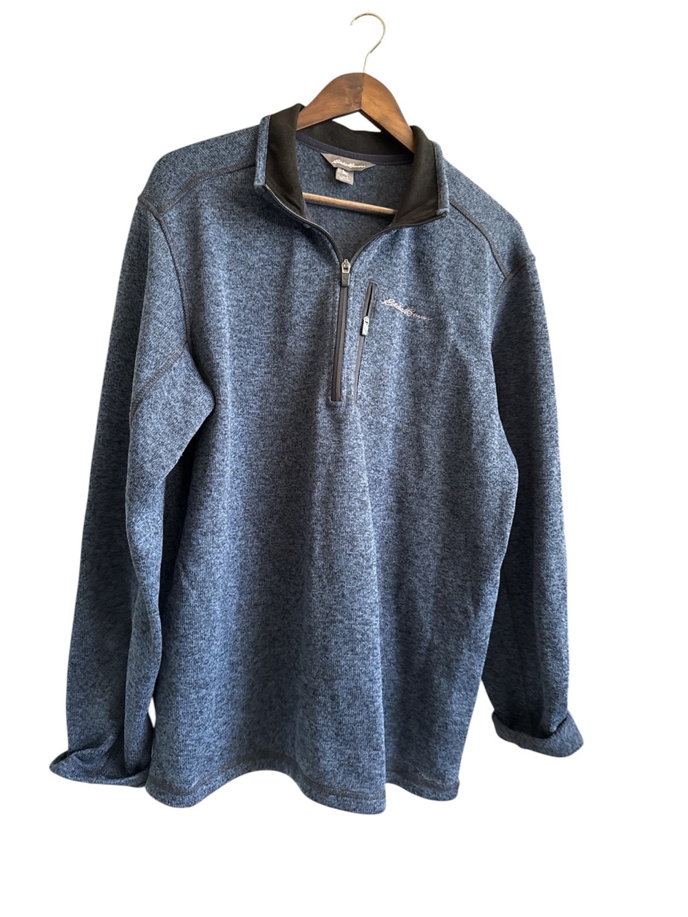 Eddie Bauer Men's Navy Heather Quarter-Zip Fleece Pullover